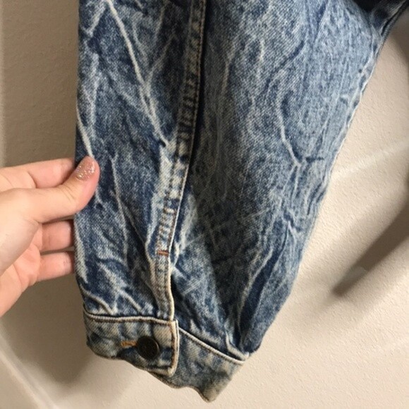 Vintage Tiger Fox Acid Wash Denim Jean Jacket size large oversized - Picture 14 of 15